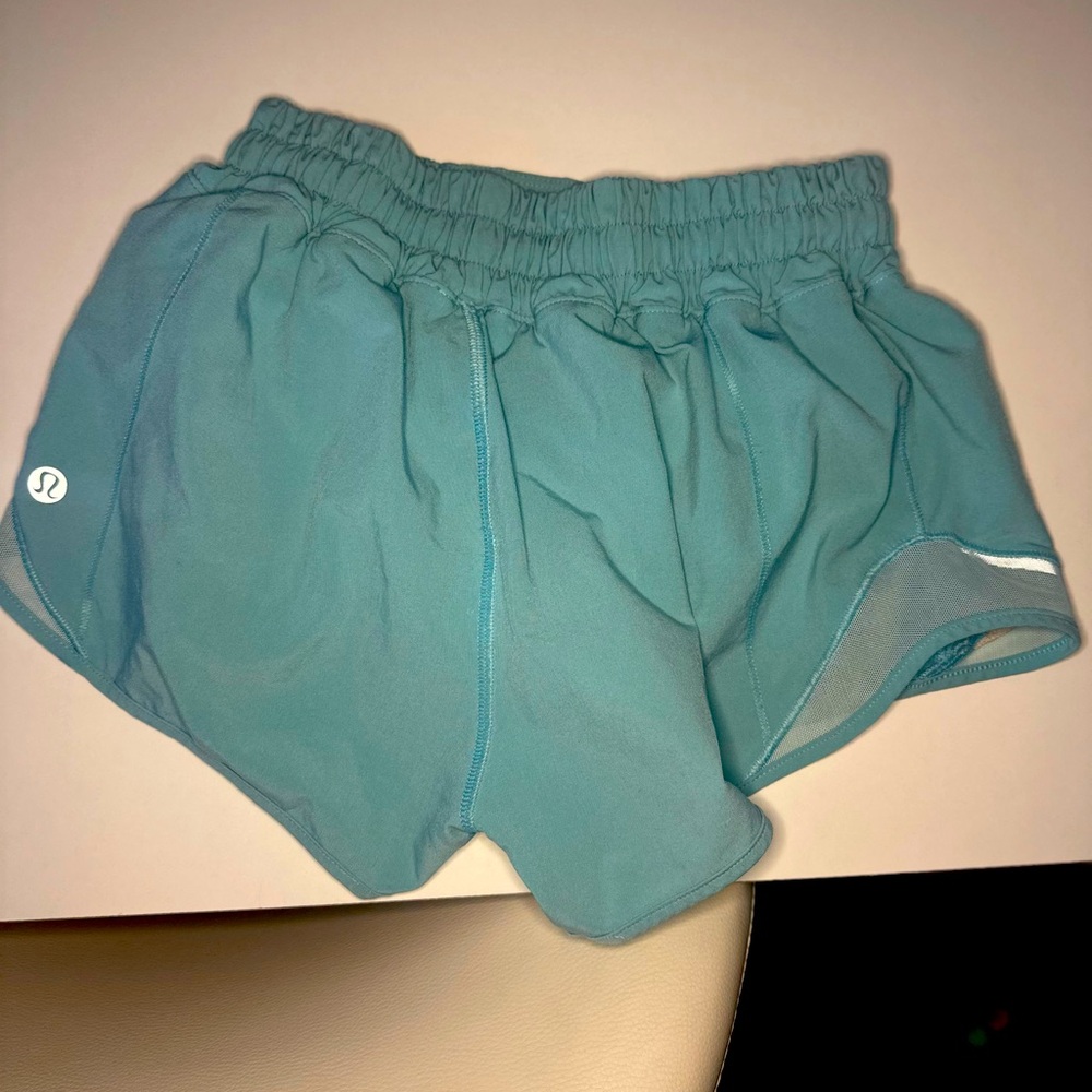 Light blue Lululemon 2.5 too hotty shorts